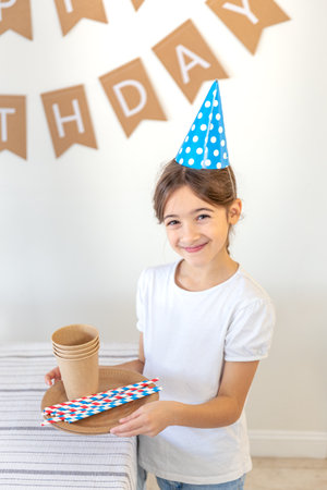 Birthday concept. Girl preparing for birthday.の写真素材