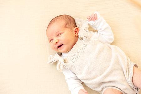Newborn baby girl. Newborn baby close-up.の写真素材