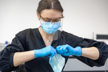 Young female dentist at work. Dentistry. Treatment of teeth.の写真素材