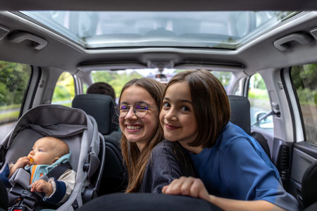 Family trip. Closeness on the ride. Happy moments together.
