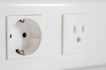 Euro socket close up. White minimalism. Interior upgrade
