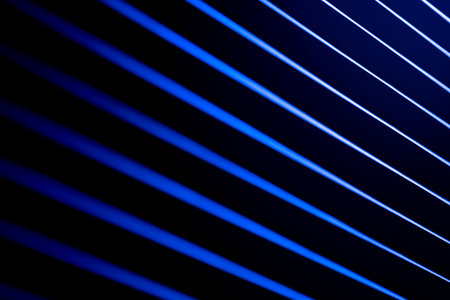 Diagonal blue stripes like a light tunnel. Neon tunnel.