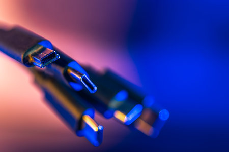Universal cables for gadgets in neon. Charging and data.