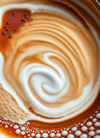 Coffee cup with whipped cream, close-up, macroの素材