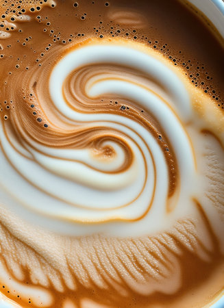 Coffee latte art on white background, close up.の素材