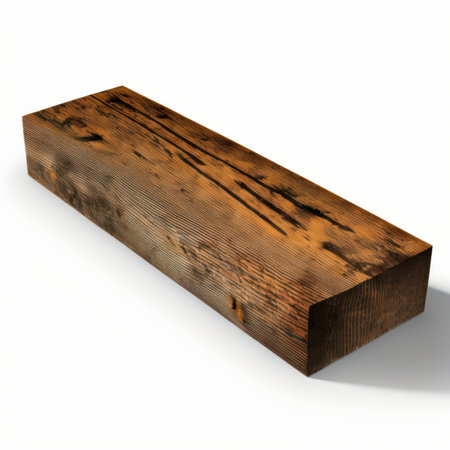 3d render of wooden bench isolated on white background with shadow.の素材