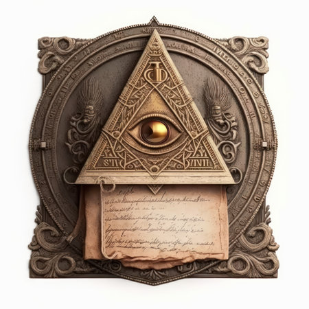Ancient alchemy sign, isolated on white background. 3d illustration.の素材
