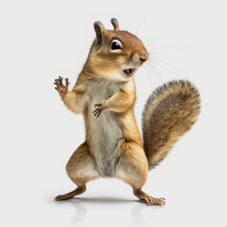 Squirrel isolated on white background. 3D illustration. Studio shot.の素材