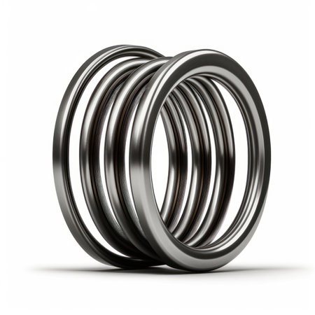 3d render of a metal coil on a white background with shadowの素材