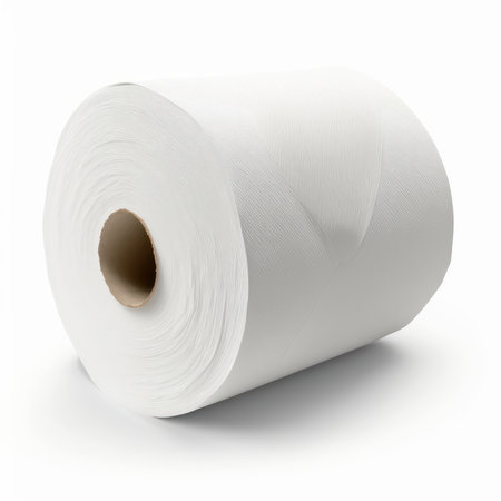 Roll of white paper isolated on white background. 3D illustration.の素材