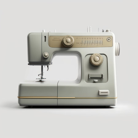 Retro sewing machine isolated on a gray background. 3d rendering.の素材
