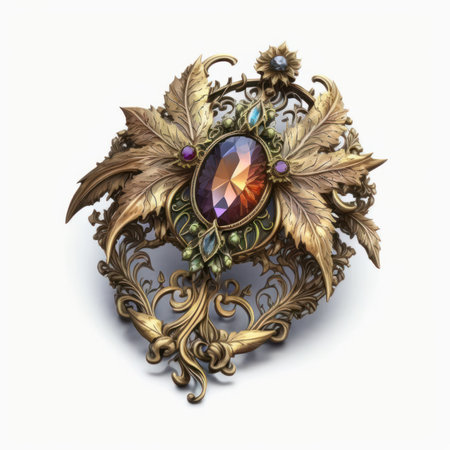 Jewelry brooch on a white background. 3d illustrationの素材