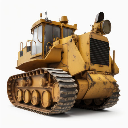 bulldozer isolated on a white background. 3d rendering.の素材