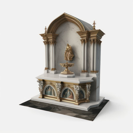 3D rendering of a marble pedestal with a statue on itの素材