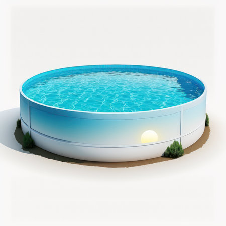 Swimming pool on a white background. 3D rendered Illustration.の素材