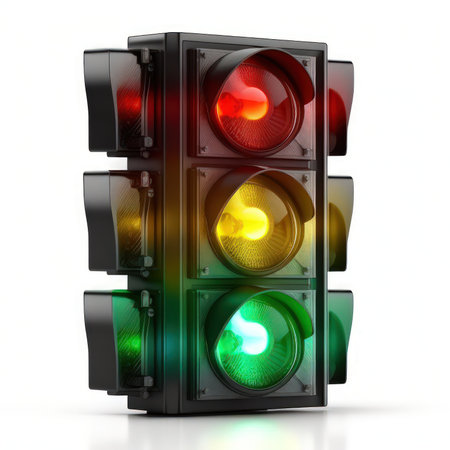Traffic light on white background. Isolated 3D image.の素材