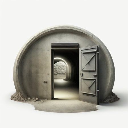 3d rendering of a tunnel with open door on a white backgroundの素材