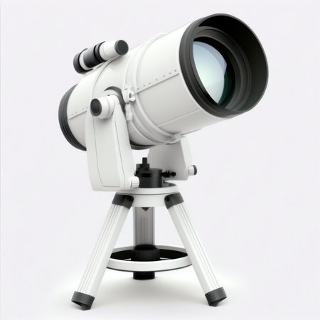 Telescope isolated on a white background. 3d render.の素材