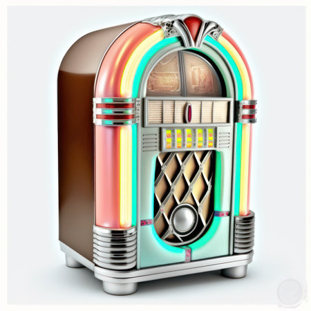Retro slot machine on white background. 3D illustration. Vintage style.の素材