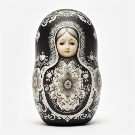 Matryoshka - Russian nesting doll isolated on a white backgroundの素材