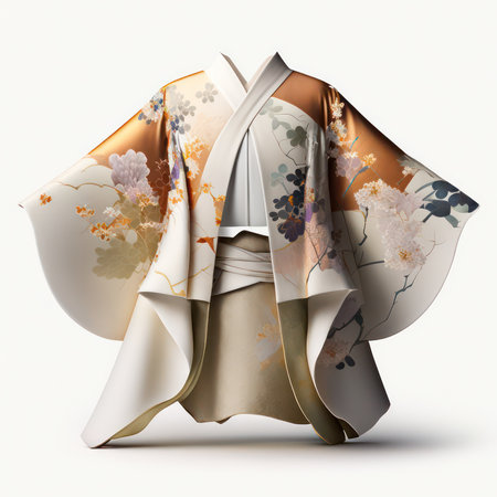 Japanese kimono isolated on white background 3d rendering image.の素材