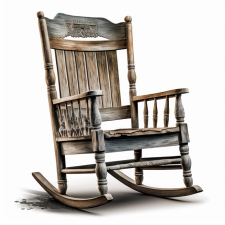 Vintage rocking chair isolated on white background. 3D illustration.の素材