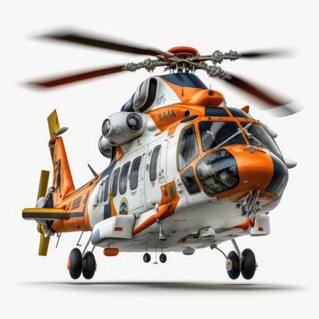 Helicopter on white background. 3D illustration. No shadow.の素材