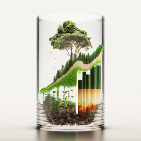 Ecology concept in a glass vase. 3D rendering.の素材