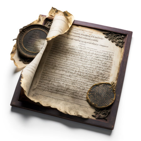 Vintage Antique Antique Antique Scroll and Paper Isolated on White Backgroundの素材