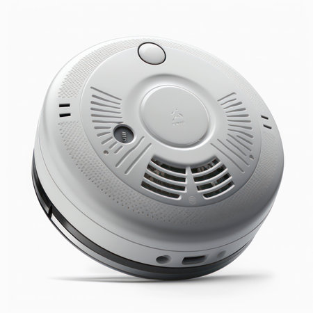 Modern robotic vacuum cleaner on a white background. 3d rendering.の素材