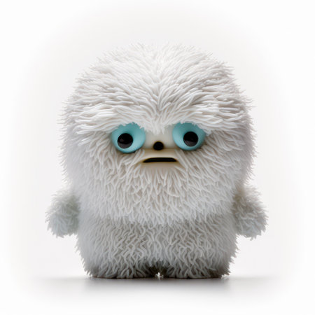 Funny white alien with blue eyes isolated on white background. 3d illustrationの素材