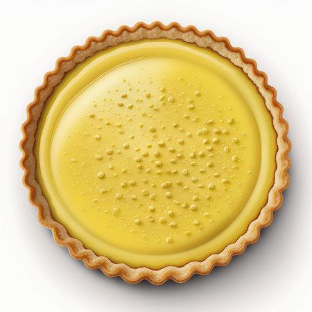 Lemon tart isolated on white background. Top view. 3d illustrationの素材