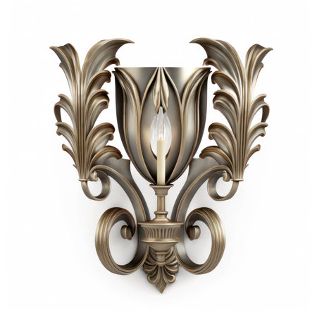 Vintage wall lamp isolated on white background. 3D rendering.の素材