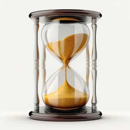 Hourglass on a white background. 3D illustration. Render.の素材