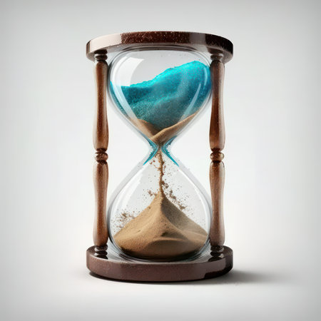 Hourglass with sand inside, time passing concept. 3d renderingの素材