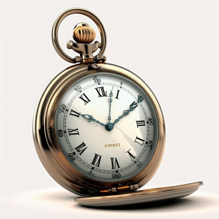 Vintage pocket watch on a white background. 3D illustration.の素材