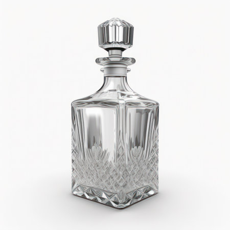 Empty glass bottle on a white background. 3d render image.の素材