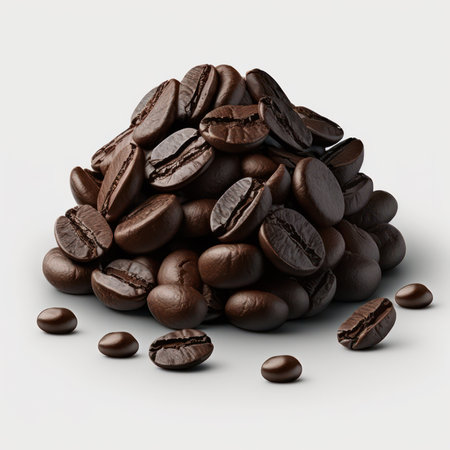 Coffee beans on a white background. 3D illustration.の素材