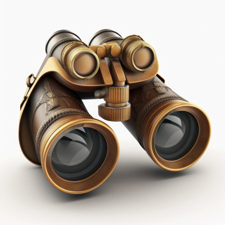 Binoculars isolated on white background. 3D illustration.の素材