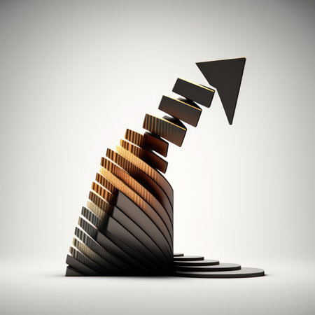 3d render, abstract geometric background, black and gold elements, business conceptの素材