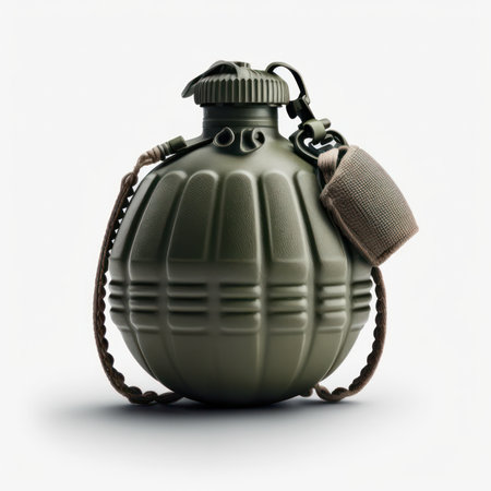 Hand grenade isolated on a white background. 3d render illustration.の素材