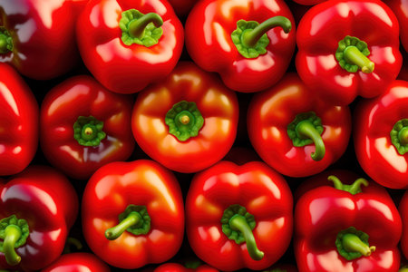 Red bell pepper background. Close up of red bell pepper texture.の素材