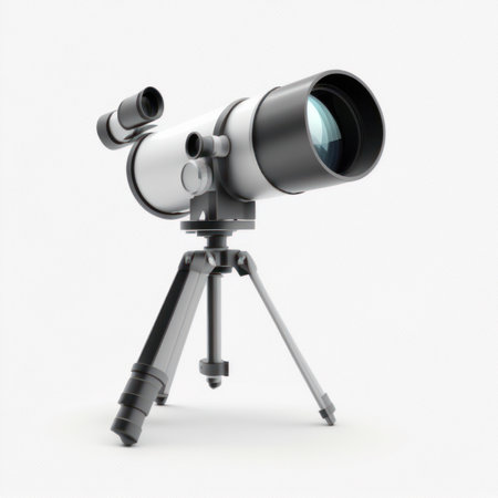 Telescope isolated on a white background. 3d render.の素材