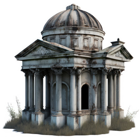 Ancient Roman Temple Isolated On White Background 3D Illustration.の素材