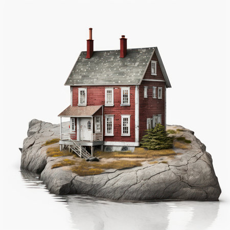House on the rock isolated on white background. 3D illustration.の素材