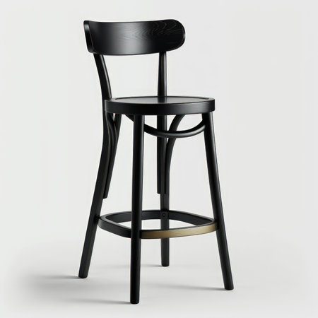 Modern black bar stool isolated on white background. 3d render.の素材