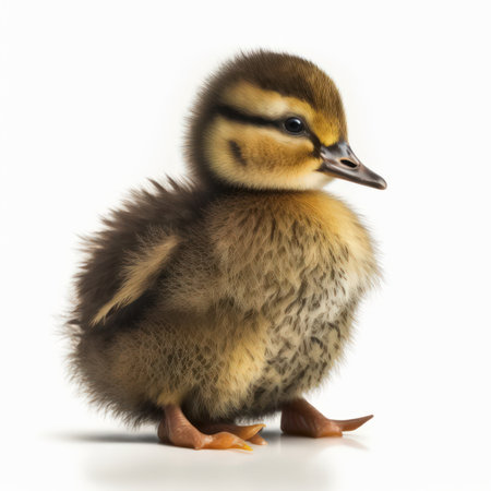 Cute little duckling isolated on white background. Studio shot.の素材