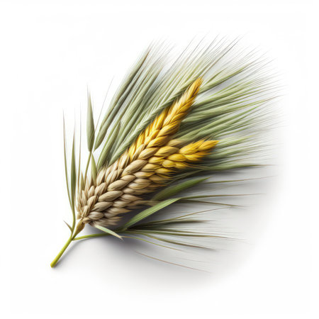 Ears of wheat isolated on white background. 3D illustration.の素材