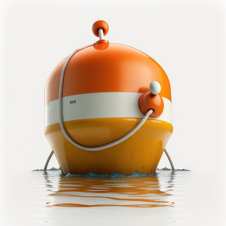 Life buoy in the water. 3d render on white background.の素材