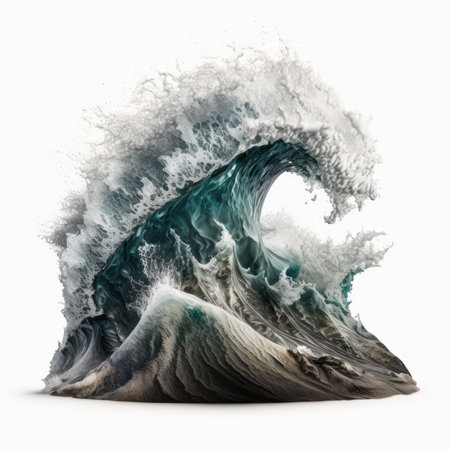 Surf wave isolated on a white background. 3d illustration.の素材